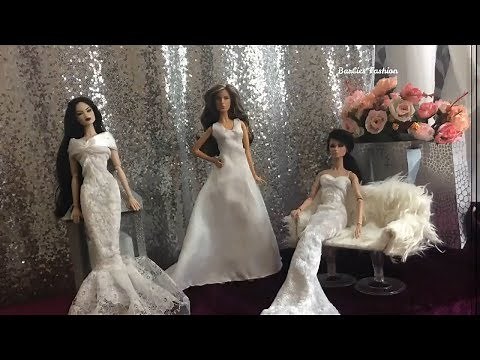 3 Barbie fashion doll 💍wedding dress DIY.No sew ,sew and glue ideas
