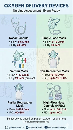 Oxygen Delivery Devices Explained | Flow Rate & FiO₂ | Nursing & Medical #biology