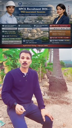 Dr. Chinnarao on Instagram: "Nuclear Power Corporation of India Limited (NPCIL) has released multiple recruitment notifications for 2026, primarily targeting technical and administrative roles at the Tarapur Maharashtra Site (TMS) and engineering graduates through GATE 2026. 1. NPCIL Tarapur (TMS) Recruitment 2026 A short notification (Advt. No. TMS/HRM/01/2026) was released in early January 2026 for 114 vacancies. Key Dates: Application Starts: January 15, 2026 (10:00 AM). Application Deadline: