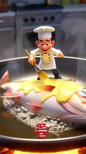 Tiny Chef vs Giant Fish | Epic Mini Cook Battle 🍳🐟 | AI Animated Short