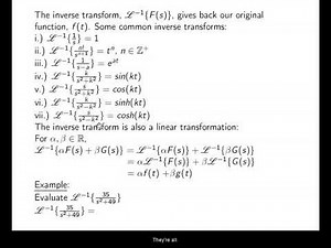 Ch. 7.2 Inverse Transforms and Transforms of Derivatives