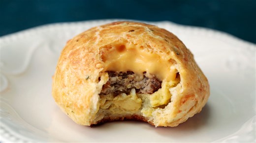 Sausage Egg and Cheese Stuffed Biscuits