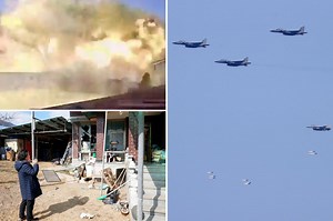 Video shows huge blast as South Korean fighter jets accidentally drop eight 500-pound bombs on border city