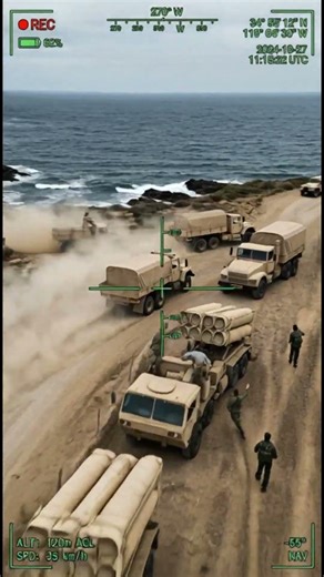 Drone reconnaissance over a coastal Mobile Rocket Launcher Deployment #battlefield #globalmilitary