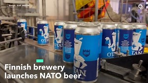 4.4K views · 46 reactions | A brewery in Finland launched a NATO-themed beer to mark the country’s bid to join the military alliance. The lager features a blue label with a beer-drinking medieval knight in armor emblazoned with NATO’s compass symbol. https://trib.al/AII1aXD | Bloomberg Originals | Facebook
