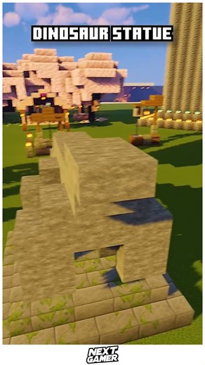 NextGamer on Instagram: "🦕🏡 Minecraft Easy Dino Statue Design With Natural Jungle Setting 🌳💡 Design a simple dinosaur using concrete or stone blocks, keeping proportions easy to build but recognizable. Add surrounding trees, rocks, or small ponds to create a natural prehistoric feel. 🌱✨ Ideal for players who enjoy themed decorations that are quick to build but still impressive! #DinosaurStatue #MinecraftBuild #SimpleDesign #SurvivalWorld #CreativeDecor #PrehistoricTheme #MinecraftIdeas"