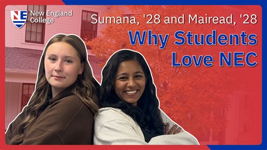 25 reactions · 4 comments | Hear from Sumana, ’28, and Mairead, ’28, as they share what they love most about being part of the New England College community!  From close connections with professors to campus life full of sports, clubs and so much more, our students, faculty, and staff make NEC feel like home. ✨ #IamNEC #StudentVoices #CollegeLife | New England College | Facebook