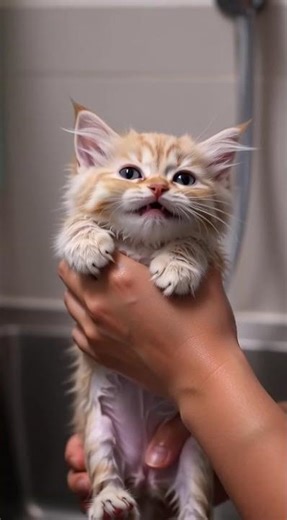 Tiny Kitten's Dramatic Bath Time Scream is HILARIOUS 😂😹💦