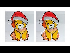 How to Draw a Cute Dog 🐕 for Christmas 🎄