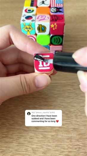 Drawing One direction logo on the Rubik's Cube#drawing #diy #art #rubikscube #trending