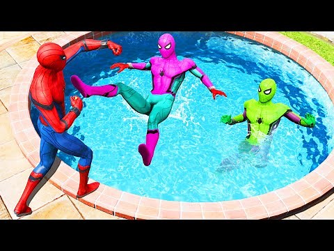 GTA 5 Rainbow Spiderman Falling Into Pool (Spider-Man Jumps & Ragdolls) #7