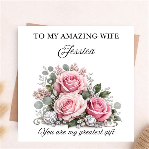 Personalised 60th Anniversary Card for Wife, to My Amazing Wife Card, Romantic Wife Anniversary Card, Custom Name Card for Wife - Etsy