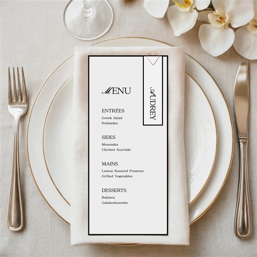 Black and White Menu Template, Old Money Elegant Menu & Place Cards Bundle, Printable DL and 4x9 Menu, Narrow Place Cards, Formal Black Tie - Etsy Canada