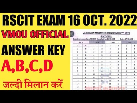 Rscit official answer key 16 october 2022। Rscit answer key 16 october 2022। rscit exam answer key