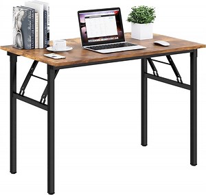 SOGES 39.4 inches Computer Desk for Small Space Small Folding Table, Rustic Brown