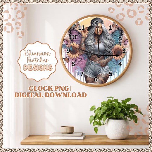 Clock Design Png, Rude, Clock Sublimation, Sassy, Tattoo Girl, Clock Designs, Badass, Personalised Clock Png - Etsy