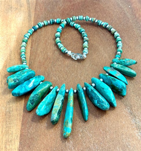 Turquoise Necklace With Navajo Style Pearls 19-1/2" - Etsy