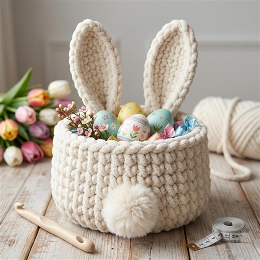Jumbo Yarn Easter Basket Crochet Pattern, Easter Egg Basket Crochet Pattern Bunny, Bunny Basket Crochet , Beginner Chunky Yarn Bunny Basket. - Etsy Canada