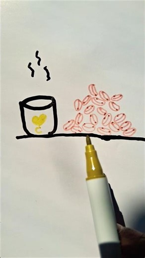 How to draw coffee beans and a cup #drawing #art #drawingtutorials #shorts