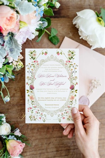 Bridgerton Wedding Invitation Template, Regency Floral Canva Invite (editable, 5x7 Inches) - Etsy