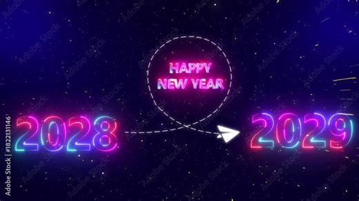 Upcoming new year 2028 to 2029 with a flying rocket on transparent background. Symbolizes future progress, 2029 new year startup goals, business plans.4k video motion graphic animation .