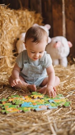 Cute Baby Play with puzzle 👼🏻