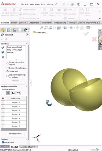 Intersect Feature in SolidWorks 🔥 Smart Boolean Tool #shorts #solidworks
