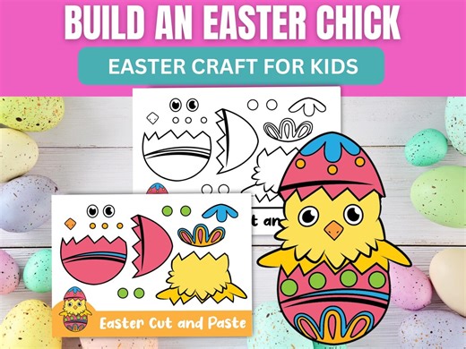 Build an Easter Chick Printable Cutout Craft for Kids | Spring Easter Classroom & Homeschool Color, Cut and Paste Project - Etsy