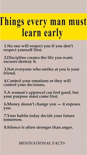 Things Every Man Must Learn Early #lifelessons #mindset #selfgrowth