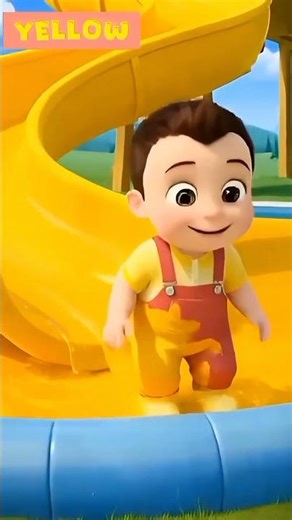 Learn Colors with JJ! 🌊 Blue, Yellow, Orange & Pink Water Slide Fun!#funny#viral #trending#dumdum