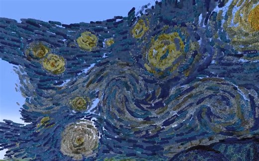 在《我的世界》中还原梵高名作《星空》