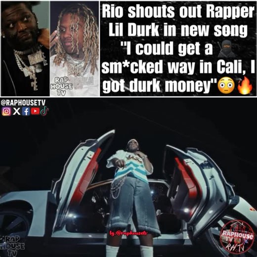 Raphouse TV MUSIC 🎶🔥 (RHTV) on Instagram: "Rio shouts out durk in new song “I could get a 🥷🏾 sm*cked way in Cali, I got durk money”😳🔥 gone too far??"