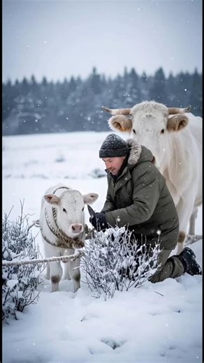 "Mother Cow Asks Human to Save Her Baby 😢 | Snow Rescue"