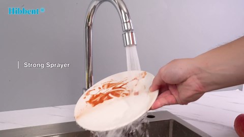 Hibbent NSF/ANSI/CAN 61 Certified Faucet Aerator, 360° Swivel Kitchen Sink Aerator, CUPC Certification 2-Flow Sink Sprayer Attachement, Faucet Replacement Part 55/64 Inch Female Thread, Brushed Nickel