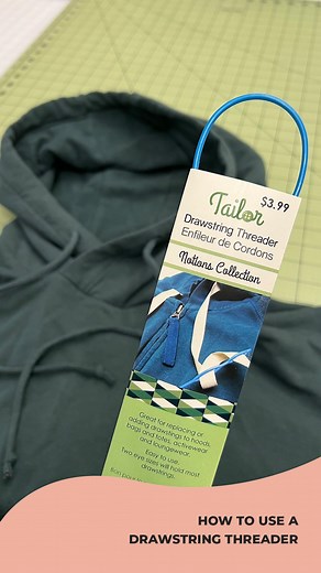 Helen's Closet on Instagram: "Have you ever heard of a drawstring threader? Well today I want to show you how it works! 😘 It’s a really cool little tool that has been a game changer for sewing my new #JacksonPullover and #JacksonTee hoodies. 💁‍♀️ Normally when we sew drawstrings we often have to put a little safety pin on the end of our drawstring and then painstakingly push it through the casing of the hood or waistband. 🧷 But this stiffer plastic tool goes through much faster and easier! Al