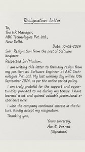 Resignation Letter – Software Engineer 📌 Title: Resignation Letter for Software Engineer 💻 📝 Caption: Professional resignation letter format — polite, appreciative, and to the point. Great for office professionals! 🧾 🔥 Hashtags: #ResignationLetter #ProfessionalWriting #OfficeEnglish #CareerMove #LearnEnglish #FormalLetter | EduSphere Academy