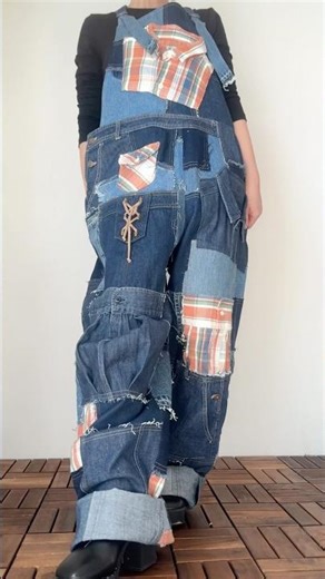 Upcycled Denim Overall from Preloved Jeans ② | 古着デニムから作るオーダーメイドのオーバーオール（完結編） #デニムリメイク #古着リメイク