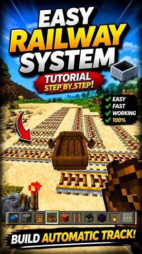 🛤️ Minecraft Railway Track Tutorial for Beginners#minecraft #shorts