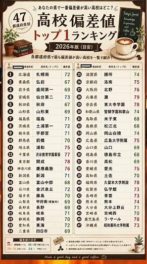 Top 1 High School Deviation Score Ranking by 47 Prefectures [2026 Edition]