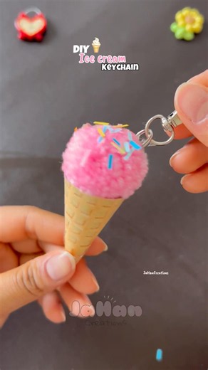 DIY cute ice cream keychain 🍦#diy #craftideas #shortvideo