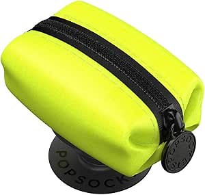 ​​​​PopSockets Stash Phone Grip with Expanding Kickstand and Storage Pocket, PopSockets for Phone - Pocket Neon Yellow