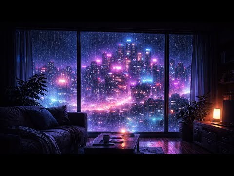 Cyberpunk Apartment 🌧️Rainy Night Ambience (Dark Ambient 1 Hour)