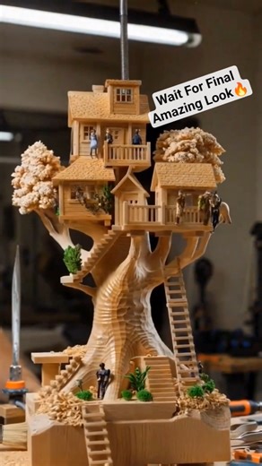 From Wood Block to Magical Treehouse Village 😱 #trending #shortsvideo #viralvideo #handmade