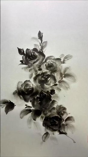 薔薇の水墨画🌹 “それっぽく”描くコツ