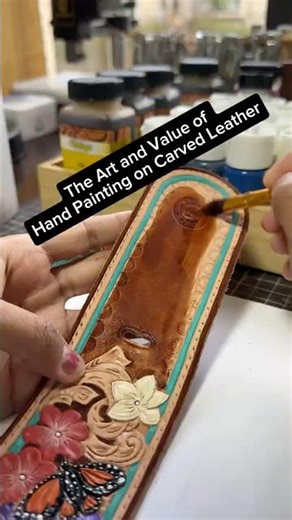 The Art and Value of Hand Painting on Carved Leather 🎨 #leathercraft #handmade #shortvideo