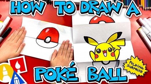 How To Draw A Poké Ball Folding Surprise - Art For Kids Hub — Free Drawing Lessons for Kids -