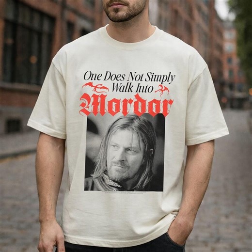 LOTR One Does Not Simply Walk Tee, Mordor Quote Shirt, Dark Realm Warrior Top, Vintage Shadow Land Tshirt, Epic Fantasy Humor Tee - Etsy