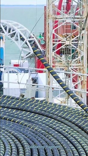 The process of loading submarine cables onto ships