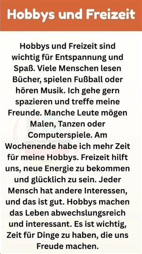 Hobbys und Freizeit auf Deutsch | A1–A2 Deutsch lernen | Einfach erklärt