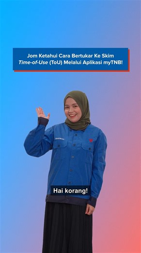 Sekarang ni, nak mohon ToU mudah je! 🌟 Guna je aplikasi myTNB. Nak tahu cara dia? Lihat tutorial ringkas kami ni 📹✅! **Dan seperti yang kami nyatakan dalam video, bagi pelanggan yang belum mempunyai meter pintar atau meter belum diaktifkan, keseluruhan proses boleh mengambil masa sehingga 2 bulan, termasuk pemasangan dan pengaktifan meter. Nak tahu info lanjut? Layari www.mytnb.com.my/tariff (segmen ToU) #SkimTimeofUse #ToU #BetterBrighter #myTNB | TNB CareLine